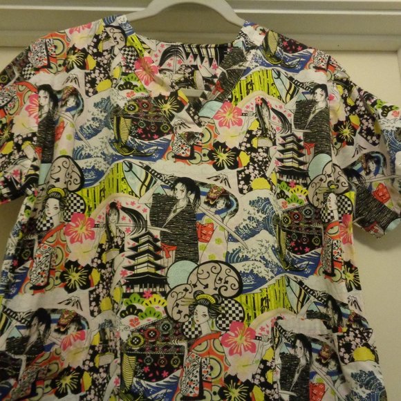 ASIAN INSPIRED W LADIES SCRUB TOP, COTTON M - Picture 4 of 5